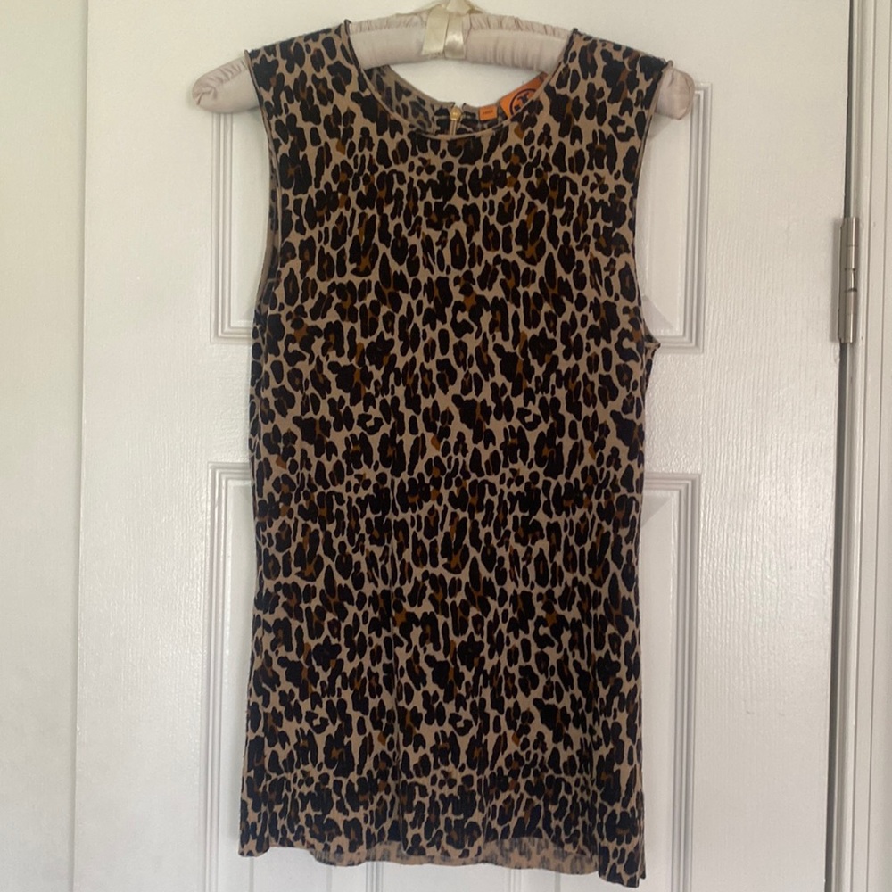 Tory Burch leopard merino wool tank, size medium